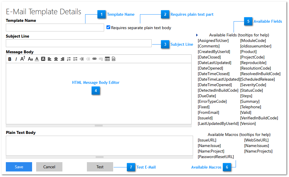 E-Mail Template Details