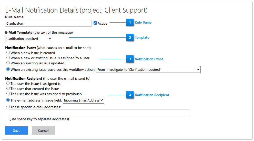 E-Mail Notification Rule Details