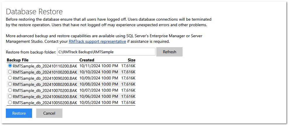 Database Restore