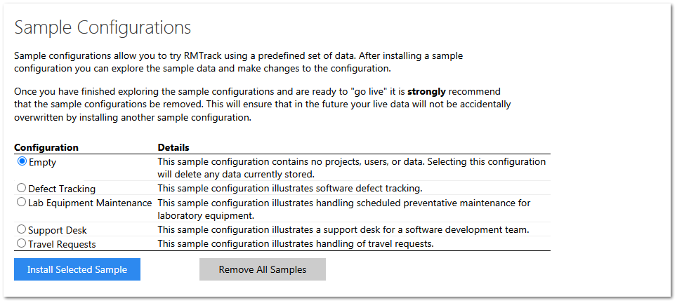 Sample Configurations