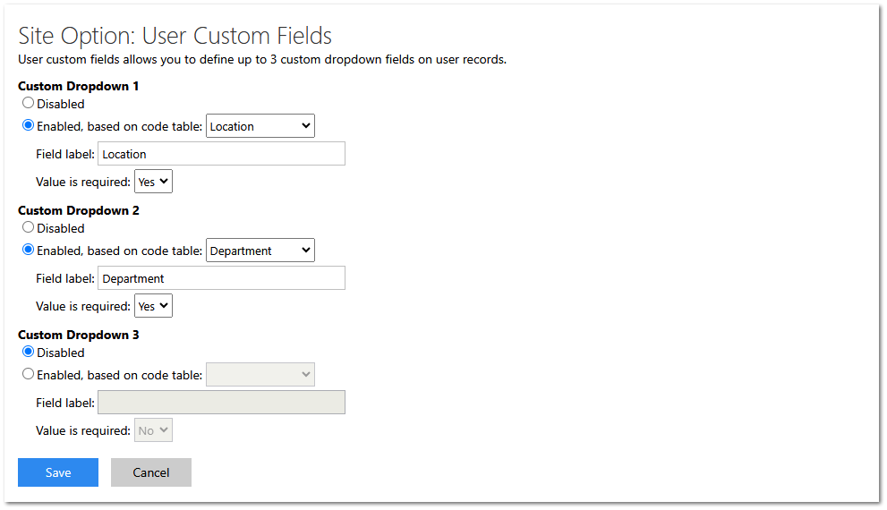 User Custom Fields